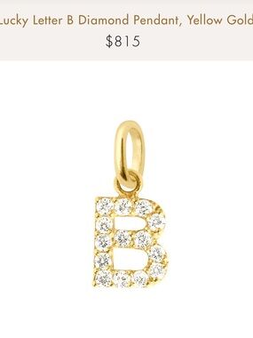 Diamond Initial B Pendant in Yellow Gold